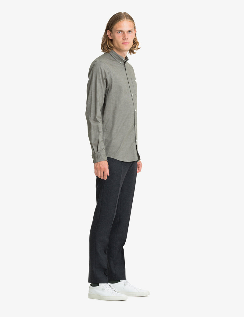 Norse Projects Anton Brushed Flannel Shirt - Sitka Green