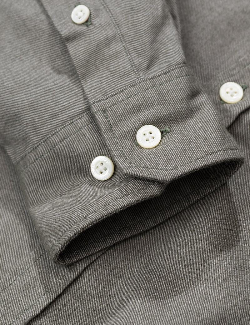 Norse Projects Anton Brushed Flannel Shirt - Sitka Green