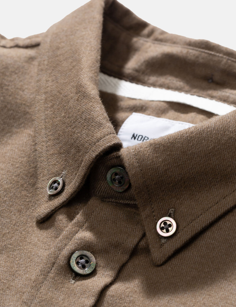 Norse Projects Anton Brushed Flannel Shirt - Beech Green