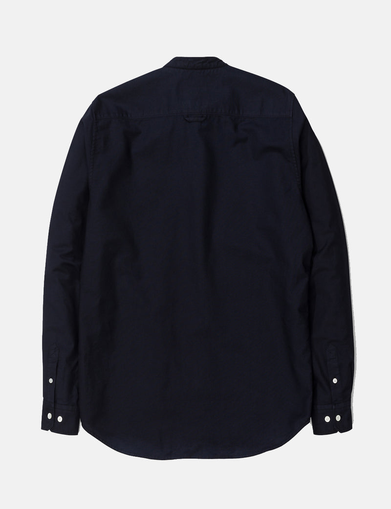 Norse Projects Hans Collarless Oxford Shirt - Dark Navy Blue