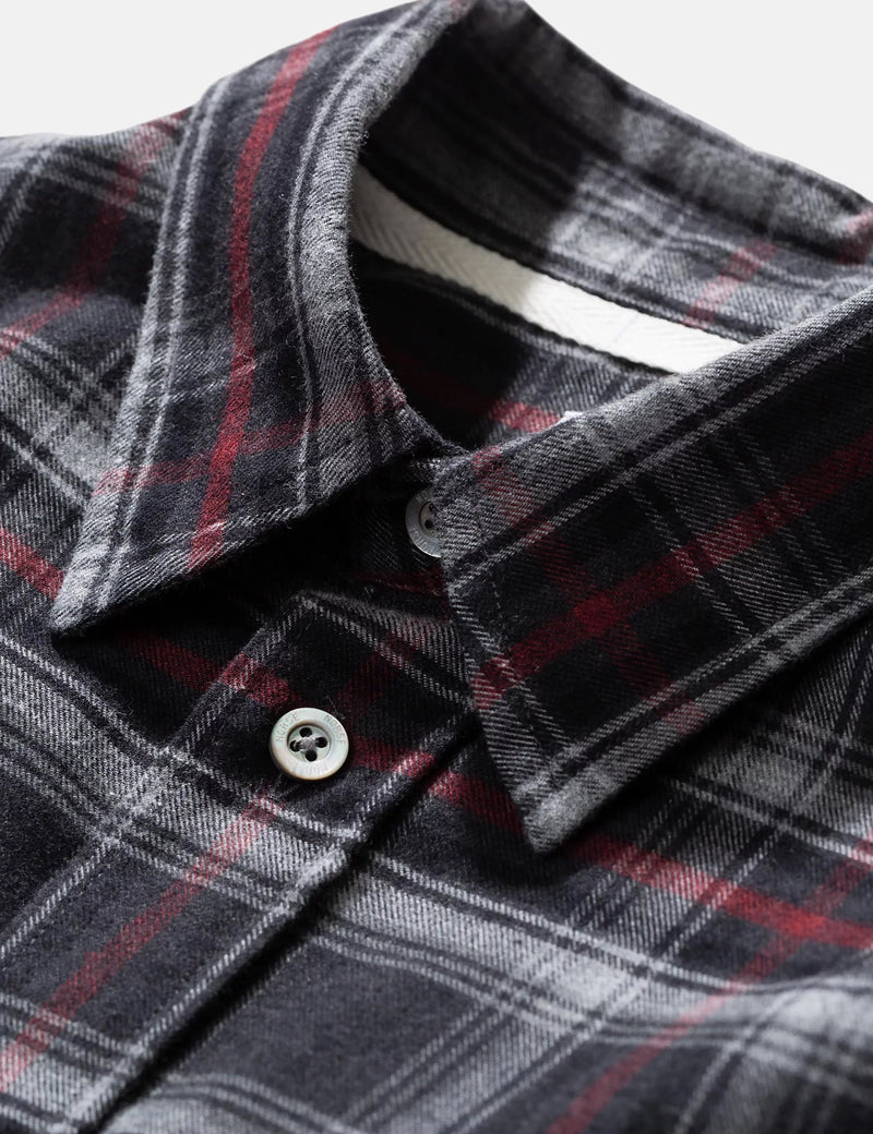 Norse Projects Villads Brushed Flannel Check Shirt - Mulberry Red