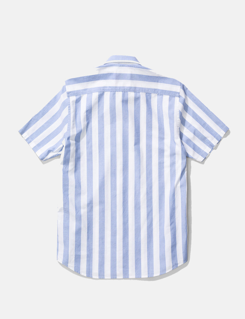 Norse Projects Theo Oxford Short Sleeve Shirt (Wide Stripe) - Pale Blue