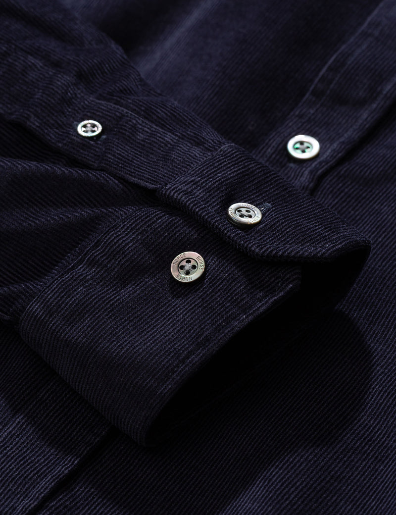 Norse Projects OsvaldCorduroyシャツ-ダークネイビーブルー