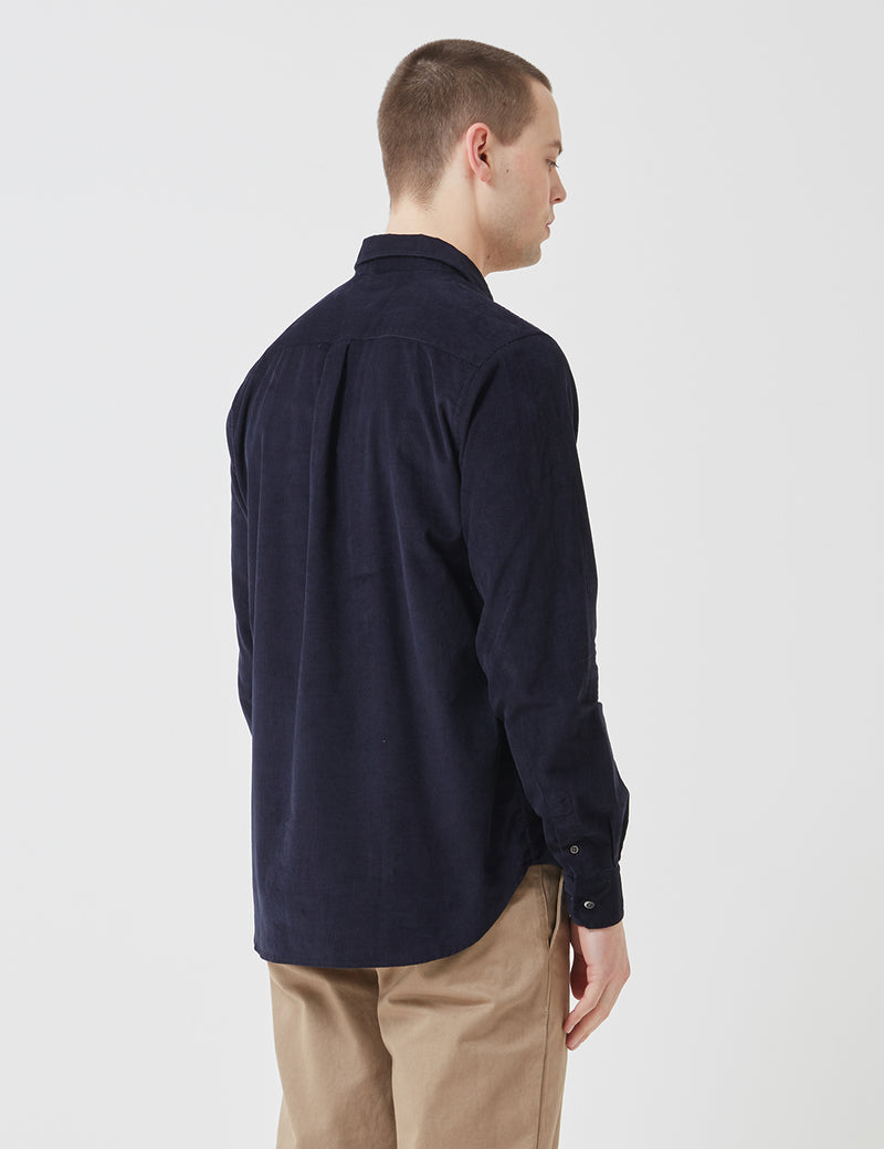 Norse Projects OsvaldCorduroyシャツ-ダークネイビーブルー
