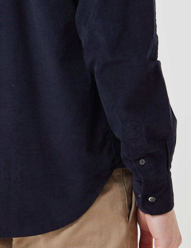 Norse Projects OsvaldCorduroyシャツ-ダークネイビーブルー