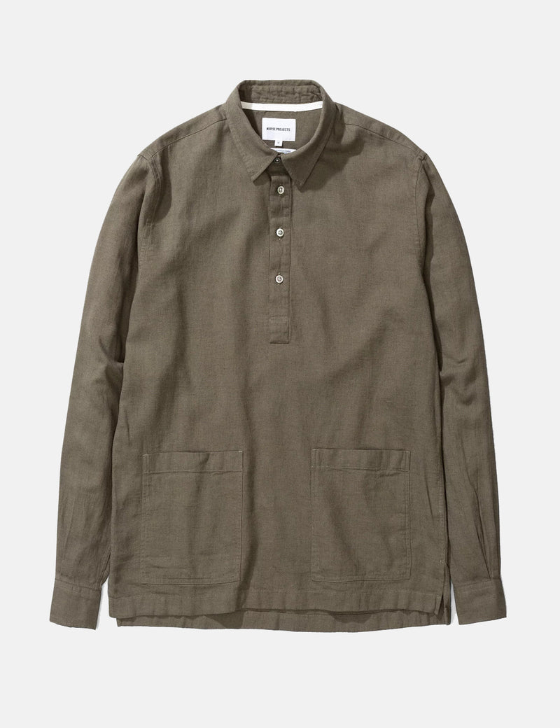 Norse Projects Oscar Half Placket Shirt - Ivy Green