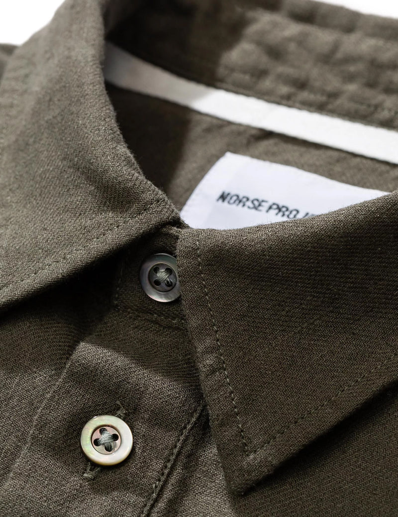 Norse Projects Oscar Half Placket Shirt - Ivy Green