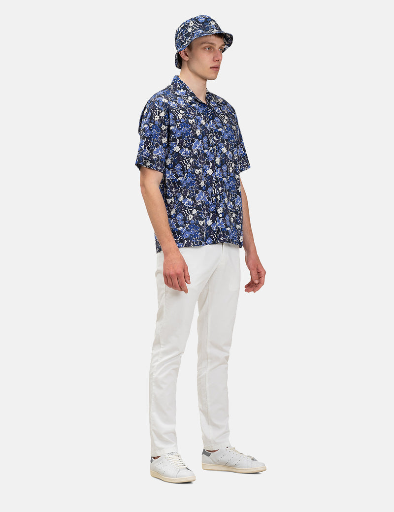 Chemise Carsten Liberty Print Norse Projects (Manches Courtes) - Dark Navy Blue