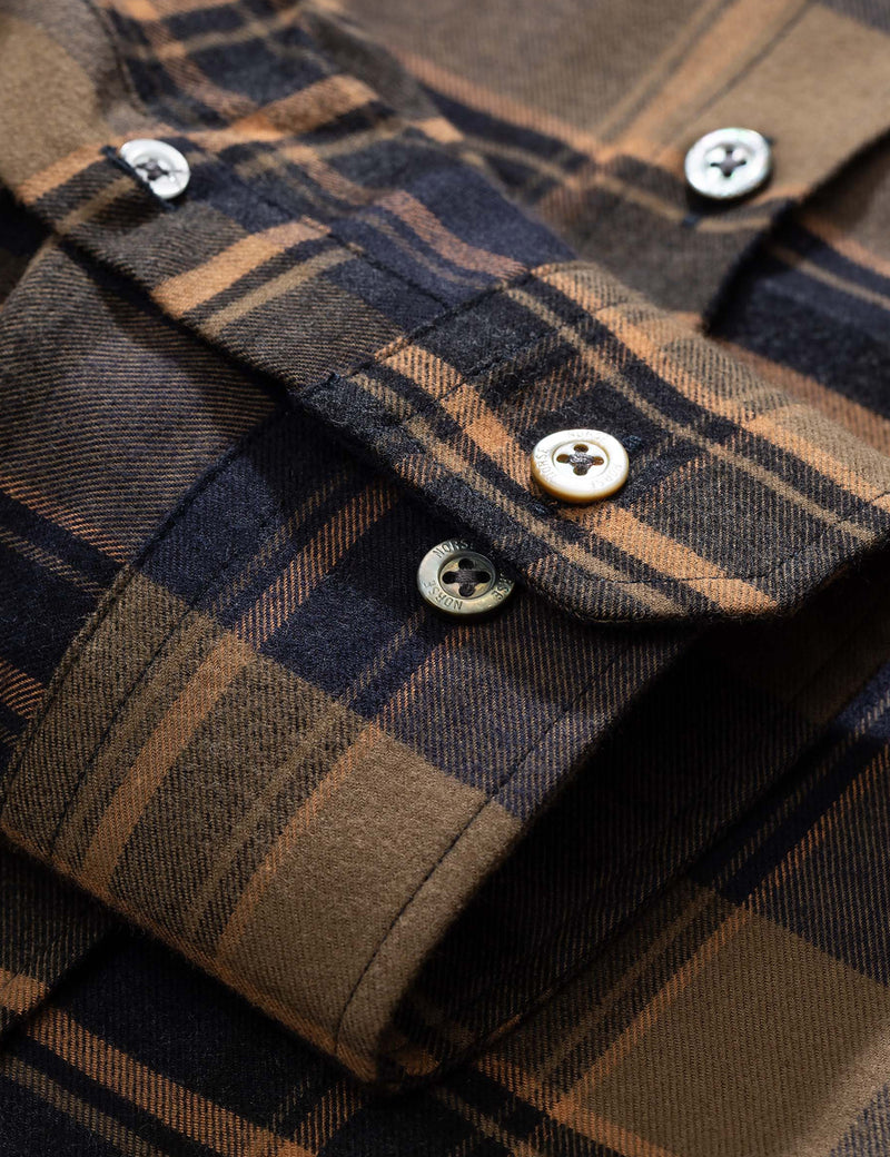 Norse Projects Anton Brushed Flannel Shirt (Check) - Ivy Green