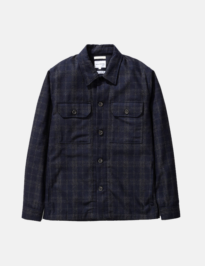 Norse Projects Kyle Check Jacket (Wool) - Dark Navy Blue