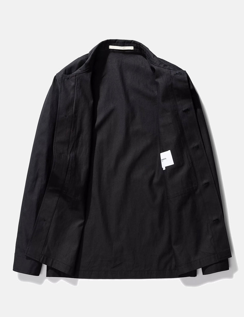 Norse Projects Kyle Baumwoll-Leinen-Jacke - Schwarz