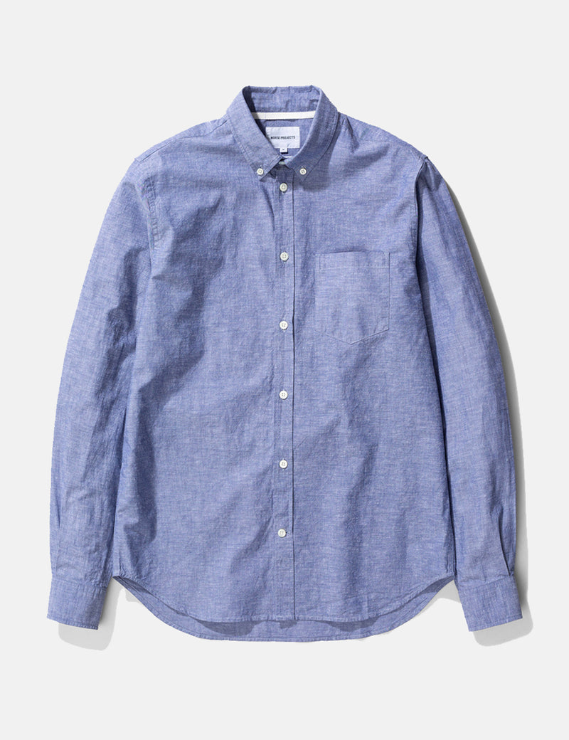 Norse Projects Osvald Cotton Linen Shirt (Button Down) - Twilight Blue