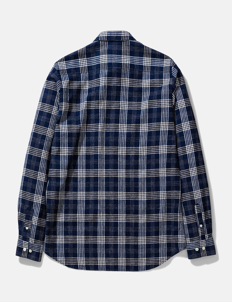 Norse Projects Hans50/50チェックシャツ-HimmelBlue
