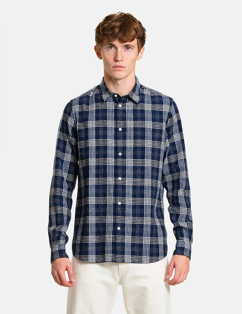 Norse Projects Hans 50/50 Check Shirt - Himmel Blue
