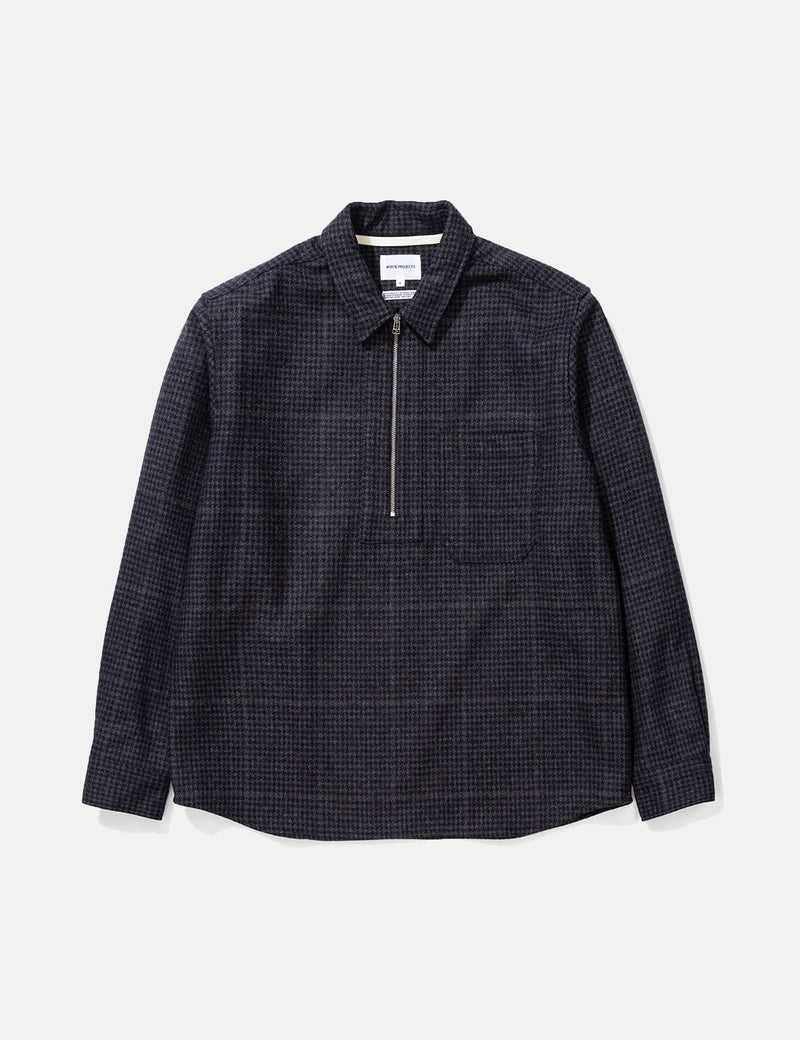 Norse Projects Elof WoolShirt-ダークネイビーチェック