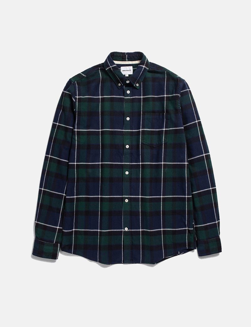 Norse Projects Chemise en flanelle brossée Anton - Black Watch Check