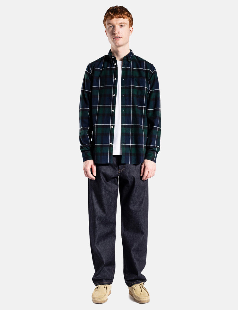 Norse Projects Chemise en flanelle brossée Anton - Black Watch Check