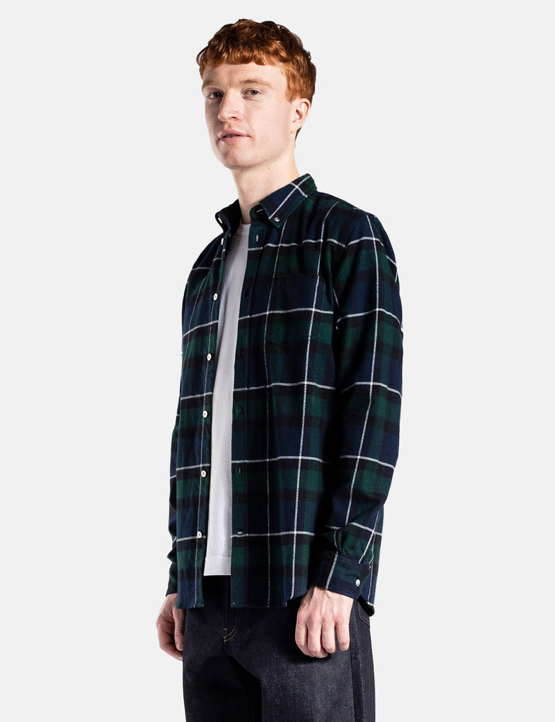 Norse Projects Chemise en flanelle brossée Anton - Black Watch Check