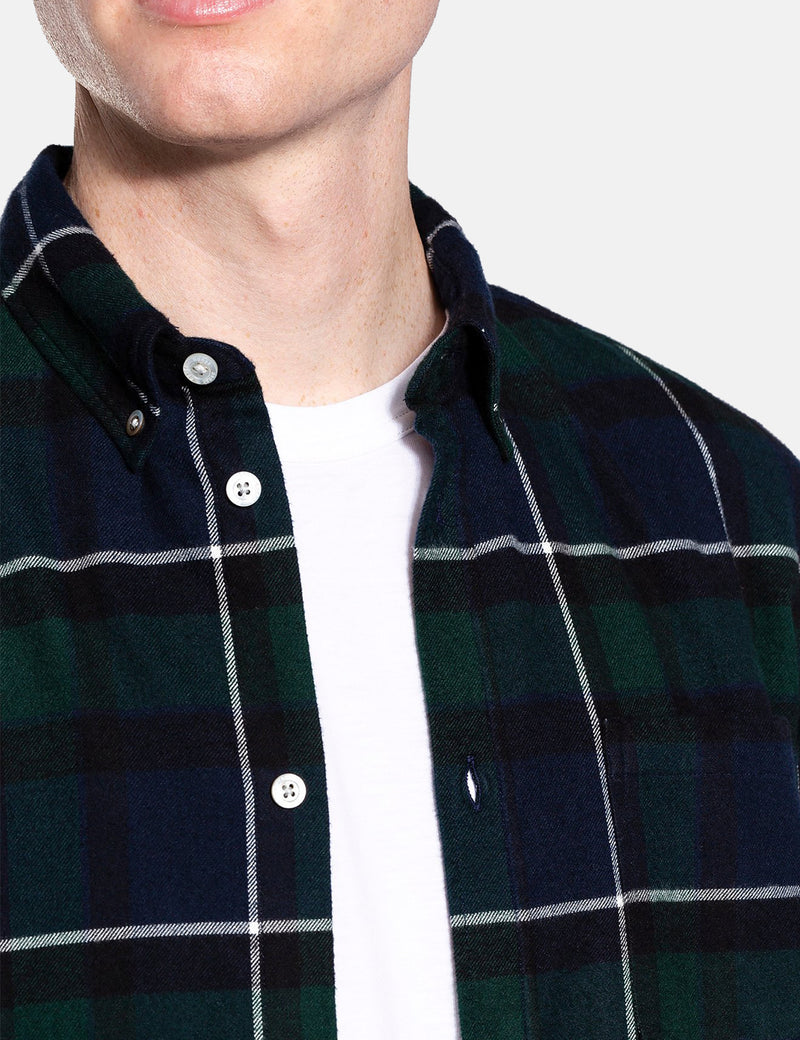 Norse Projects Chemise en flanelle brossée Anton - Black Watch Check