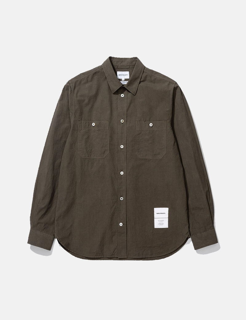 Norse Projects SilasTabシリーズシャツ-アイビーグリーン