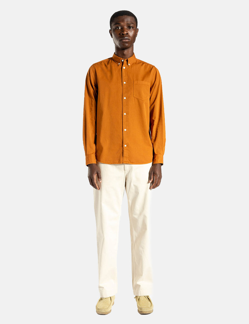 Norse Projects Chemise en Twill Léger Anton - Orange Rufous
