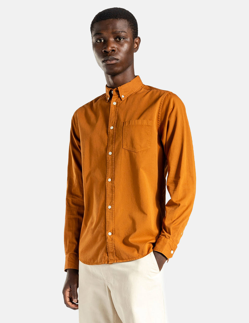 Norse Projects Chemise en Twill Léger Anton - Orange Rufous