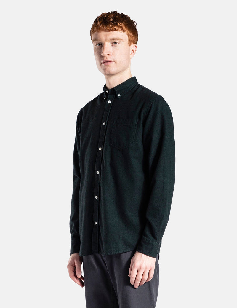 Norse Projects Anton Brushed Flannel Shirt - Varsity Green