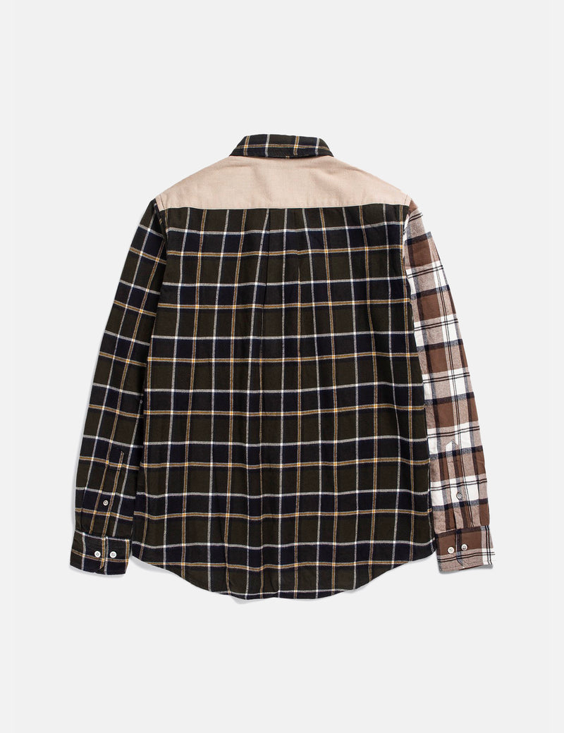 Norse Projects Algot Mixed Flannel Check Shirt - Beech Green