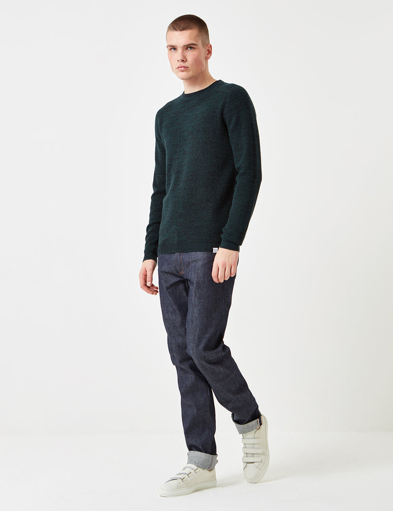 Norse Projects Lauge Waffle Knit Jumper - Moss Green