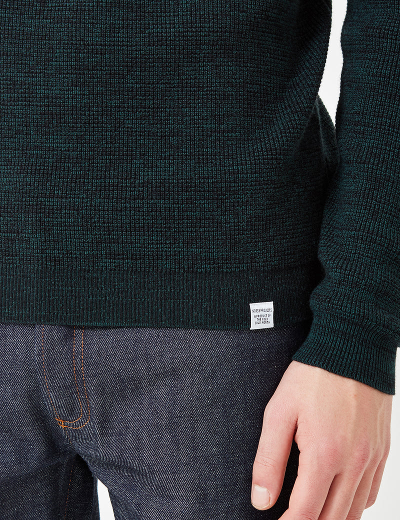 Norse Projects Lauge Waffle Knit Jumper - Moss Green