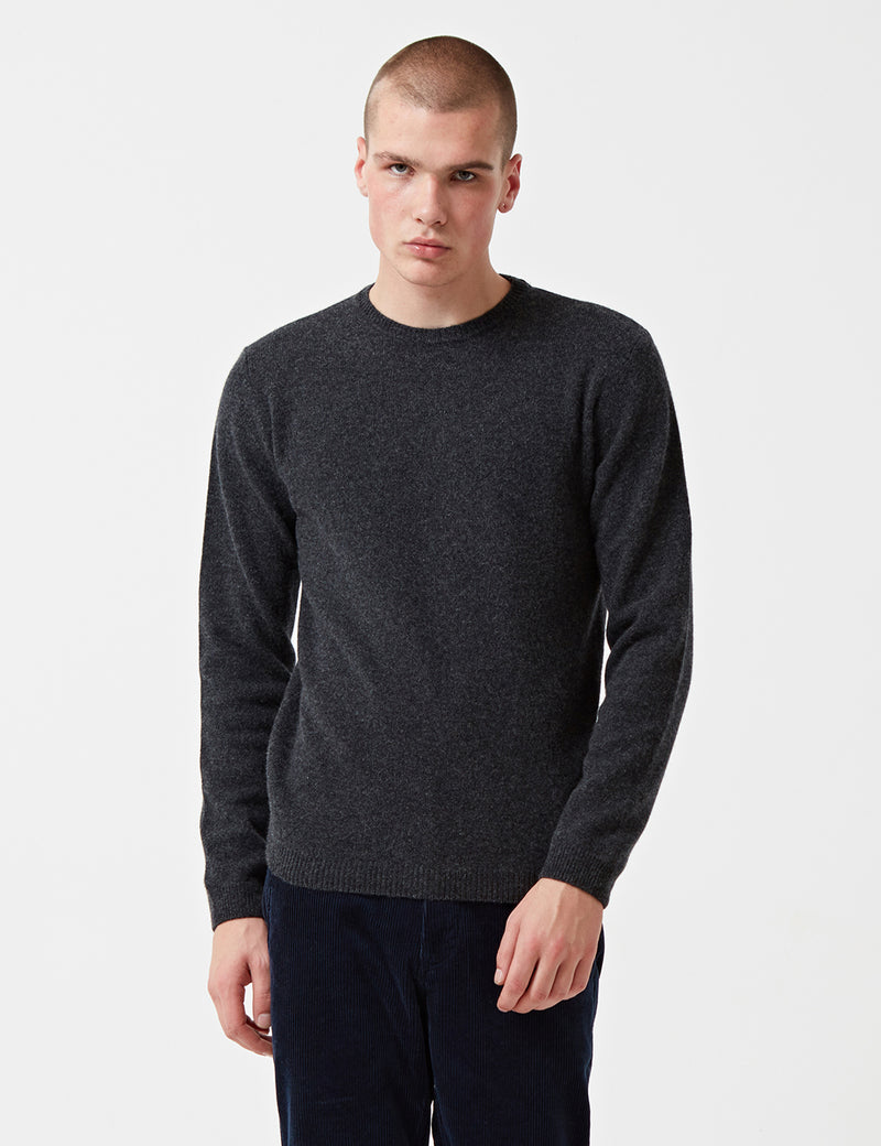 Norse Projects Sigfred Knit Sweatshirt (Wool) - Charcoal Grey Melange
