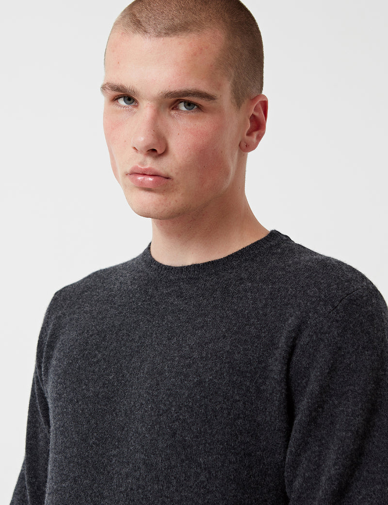 Norse Projects Sigfred Knit Sweatshirt (Wool) - Charcoal Grey Melange