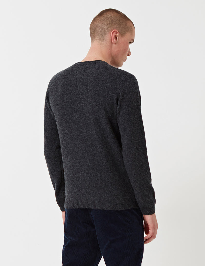 Norse Projects Sigfred Knit Sweatshirt (Wool) - Charcoal Grey Melange