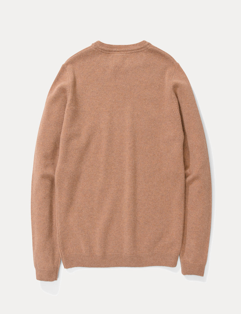 Norse Projects Sigfred Knit Sweatshirt (Lambswool)-Camel Brown