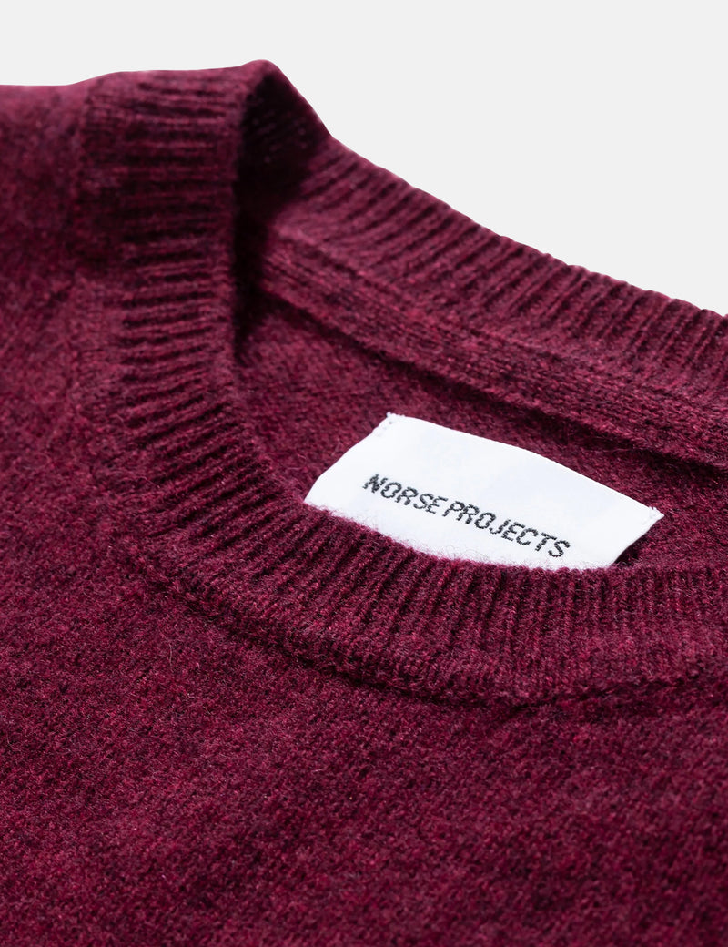 Norse Projects Sigfred Knit Sweatshirt (Wool) - Mulberry Red