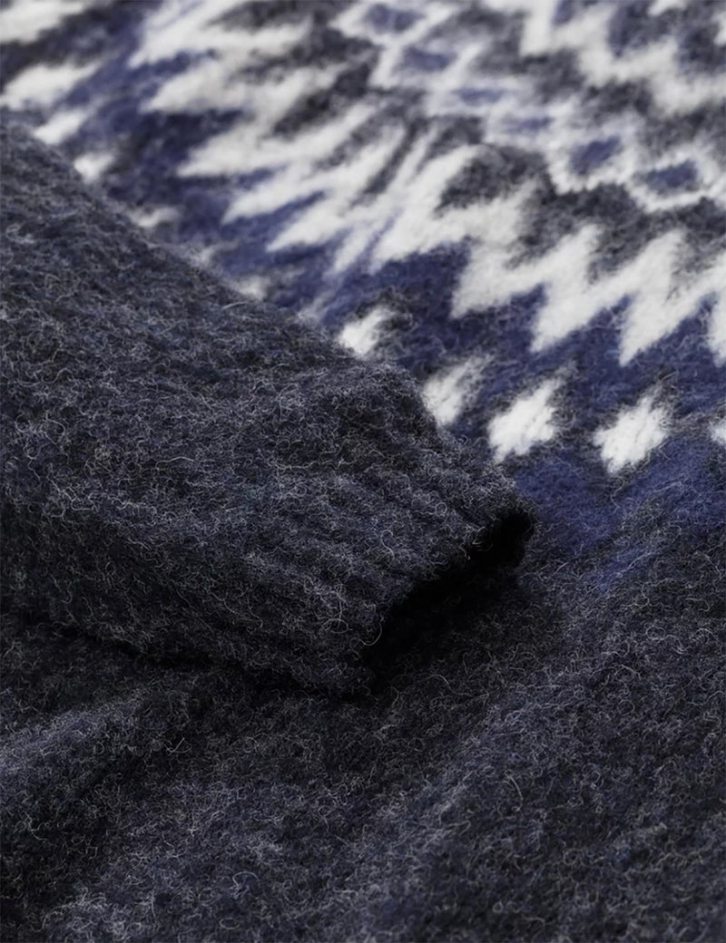 Norse Projects Birnir Fairisle Knitted Sweater - Charcoal Melange