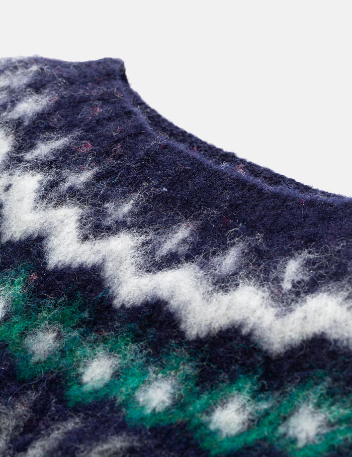 Norse Projects Birnir Fairisle Knitted Sweater - Dark Navy Blue