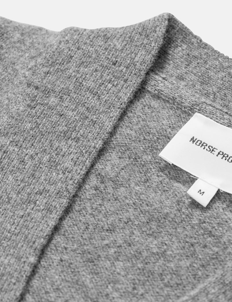 Norse Projects Adam cardigan (Wool) - Light Grey Melange