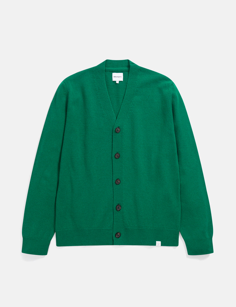 Norse Projects Adam Lambswool Cardigan - Bottle Green