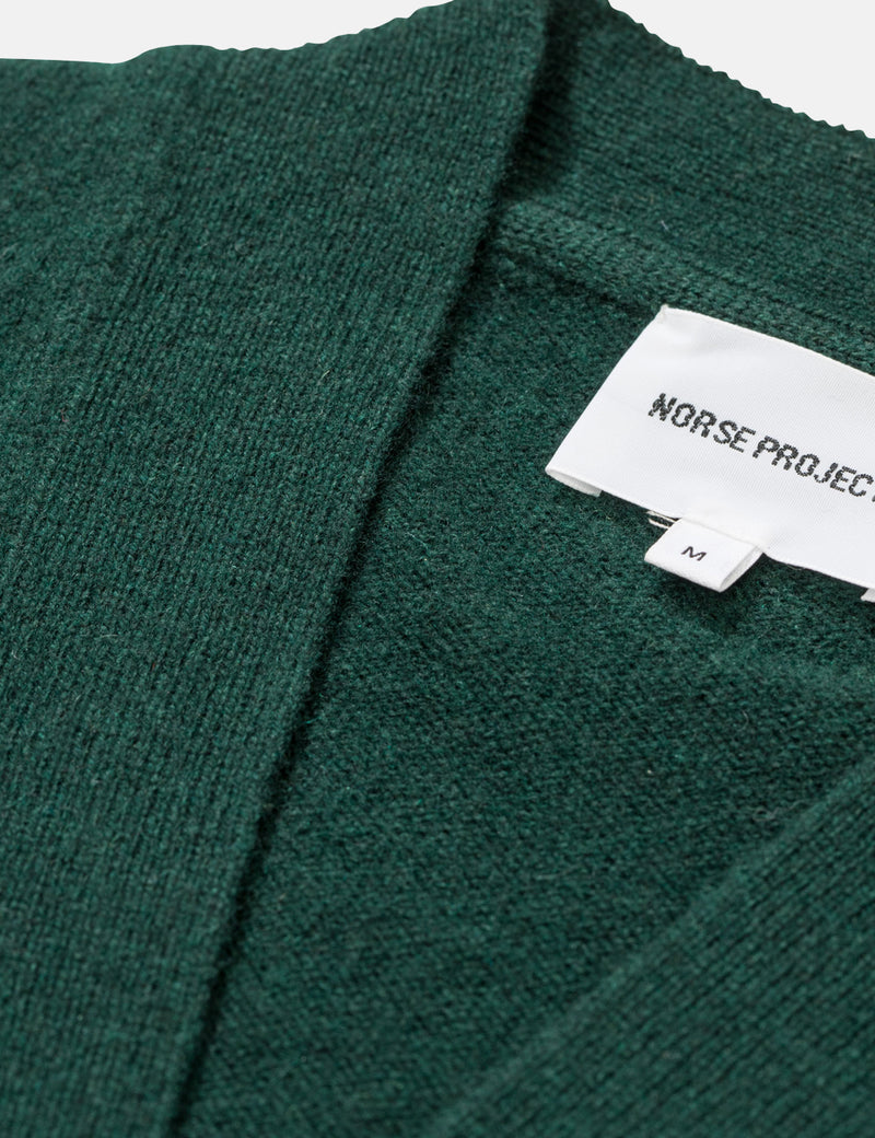 Norse Projects Adam Cardigan (Wool) - Quartz Green