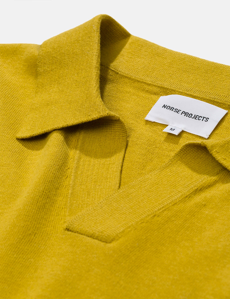 Norse Projects Leif 코튼 리넨 폴로 셔츠-Chartreus Green