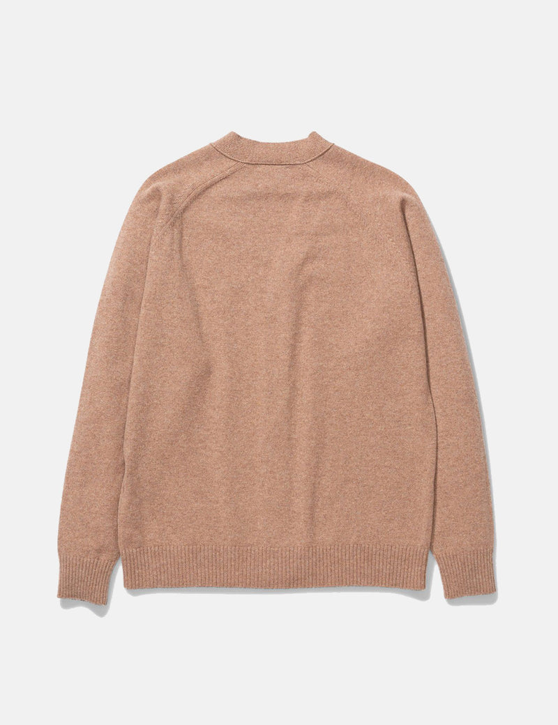 Norse Projects Cardigan Kasper N Intarsia - Marron kaki utilitaire