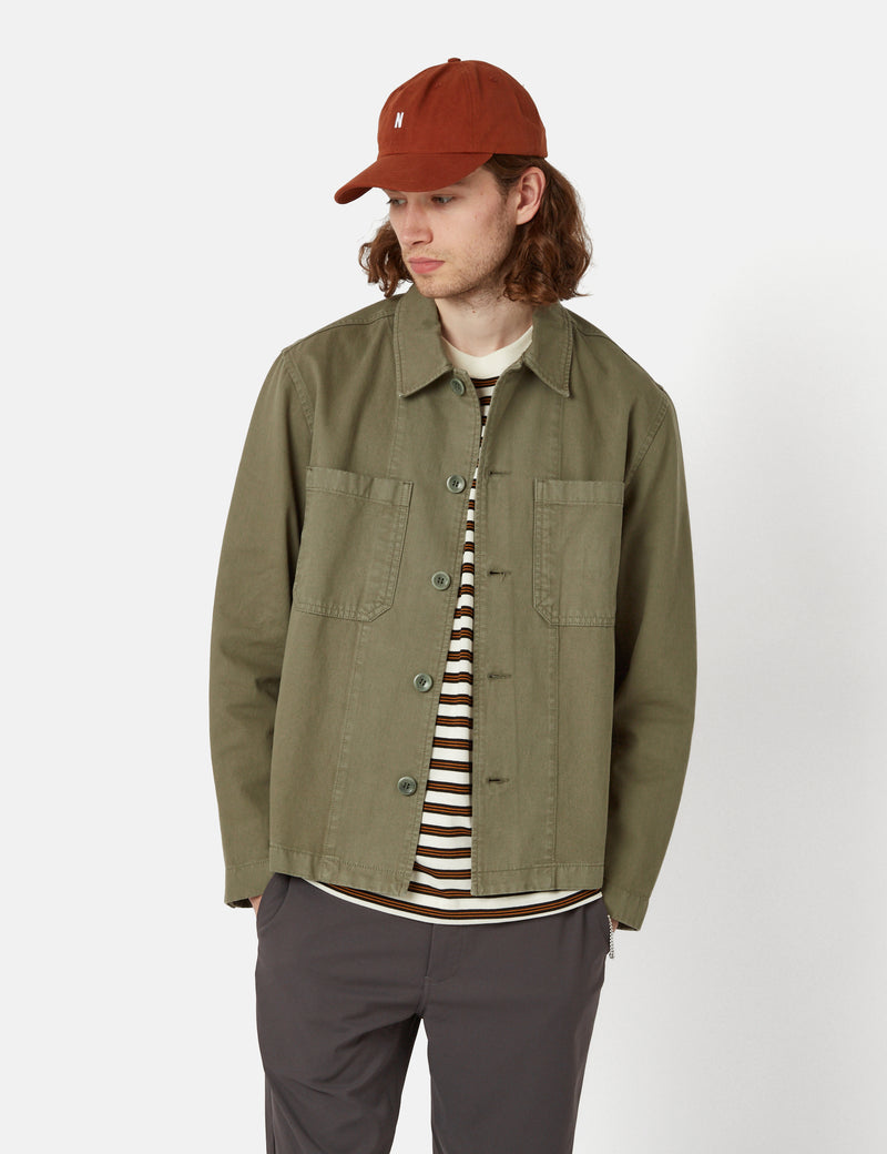 Norse Projects Tyge Broken Twill Overshirt - Dried Sage Green