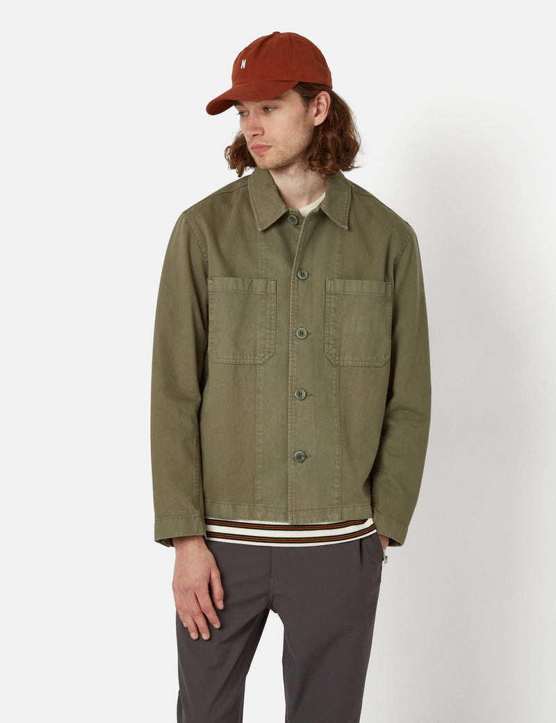 Norse Projects Tyge Broken Twill Overshirt - Dried Sage Green