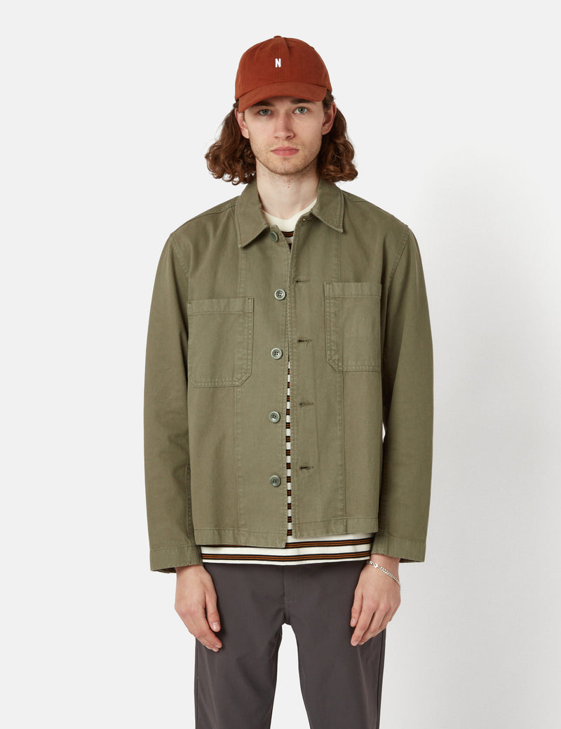 Norse Projects Tyge Broken Twill Overshirt - Dried Sage Green