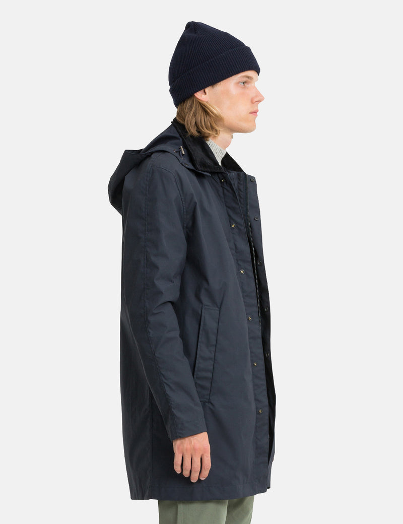 Norse Projects Trondheim Waxed Cotton Jacket - Dark Navy Blue