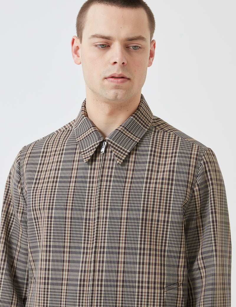 Norse Projects Elliot Compact Twill Jacket - Beige/Brown Check