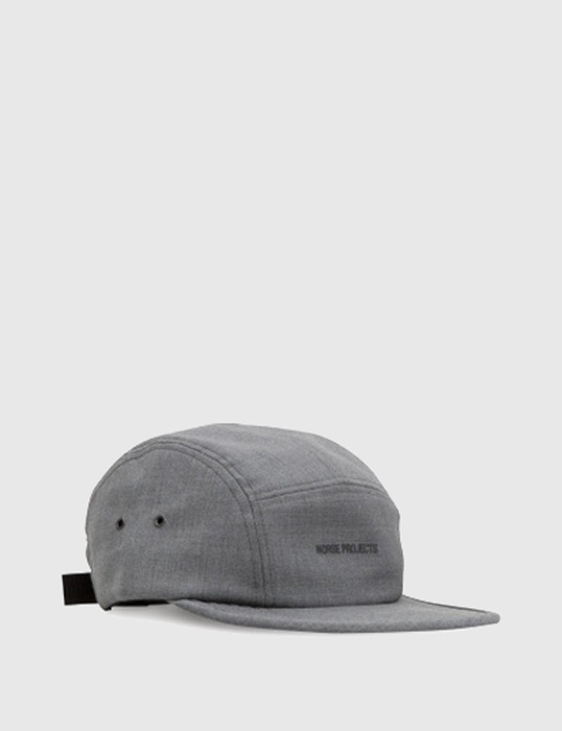 Norse Projects Foldable Wool 5 Panel Cap - Mouse Grey