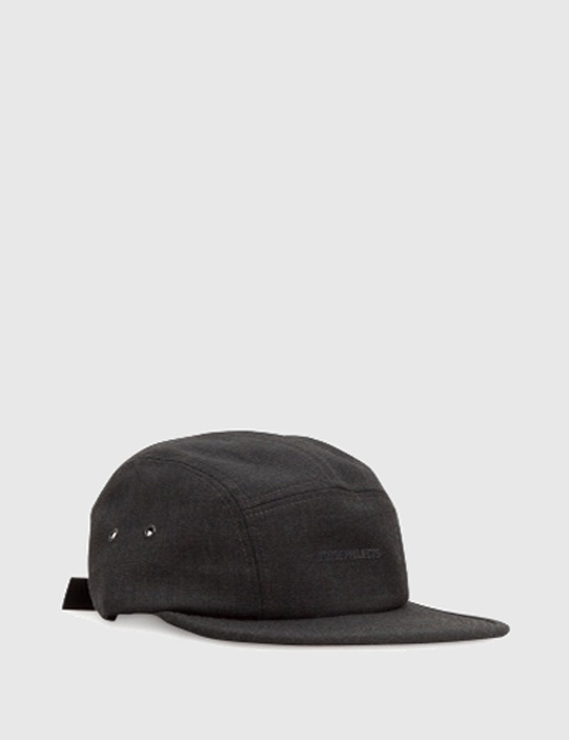 Norse Projects Foldable Wool 5 Panel Cap - Charcoal