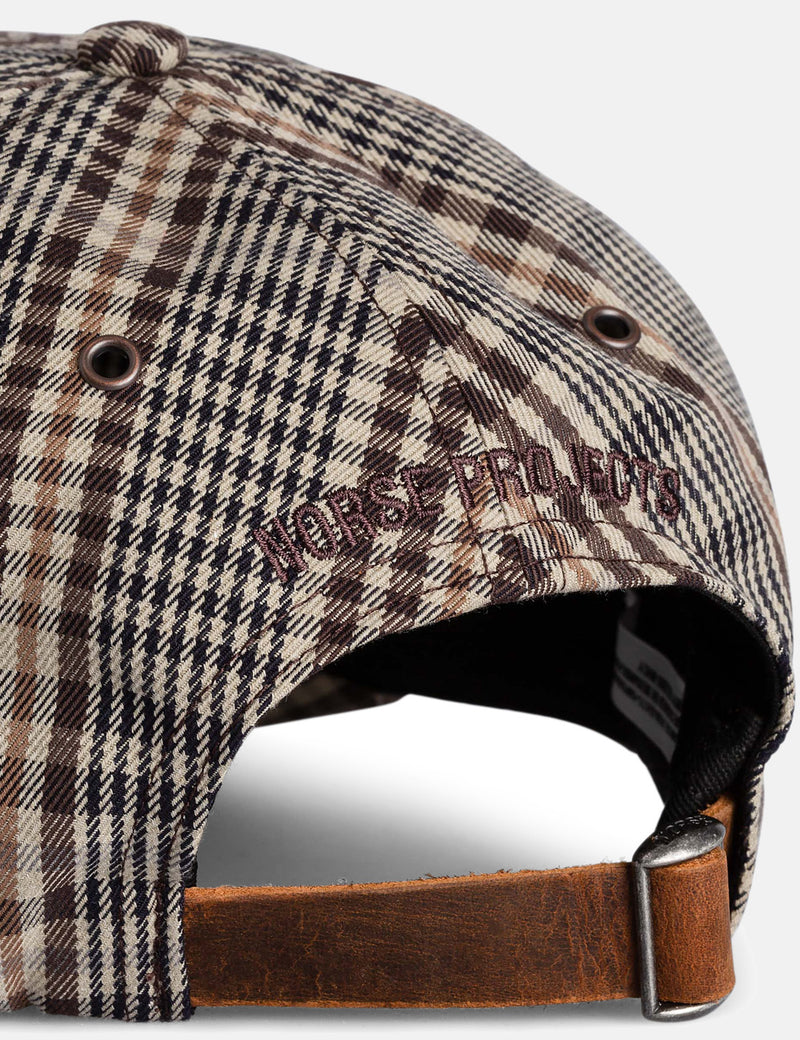 Norse Projects Compact Twill Sports Cap - Beige/Brown Check